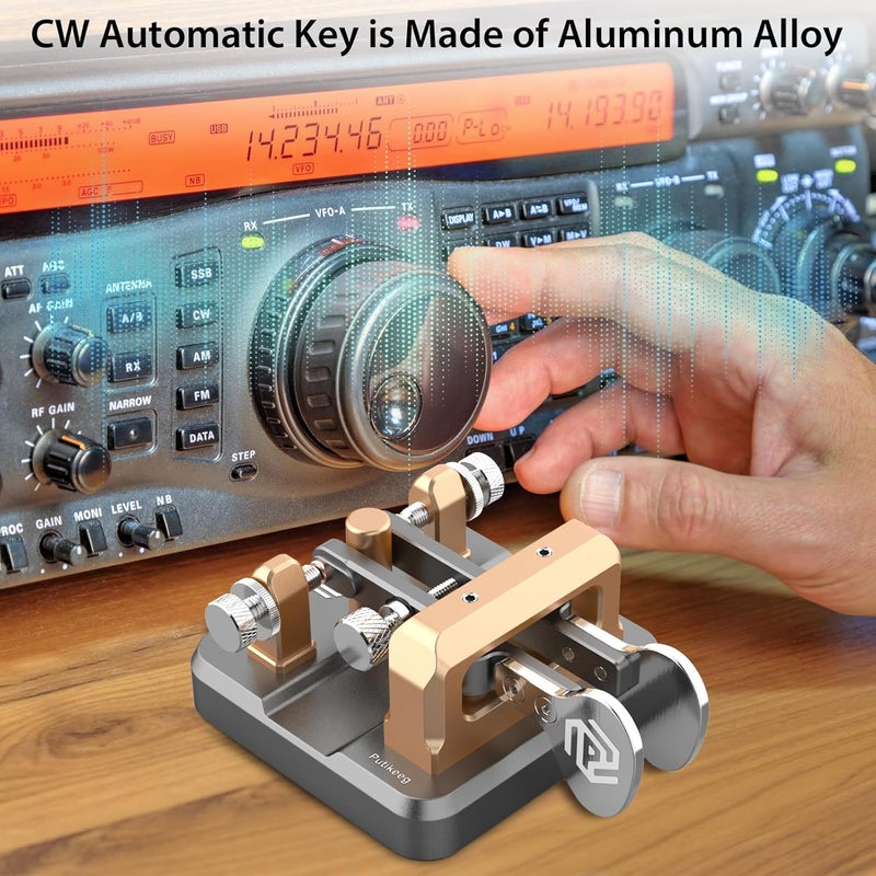 Putikeeg CW Key Morse Code Key Morse Telegraph Key Morse Code Key Aluminum Alloy CW Morse Code Key Square-Shaped Base Grey - Image 4